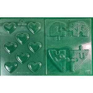 Set of 2 VALENTINES DAY Chocolate Candy Lollipop Plastic Mold Puzzle and Heart